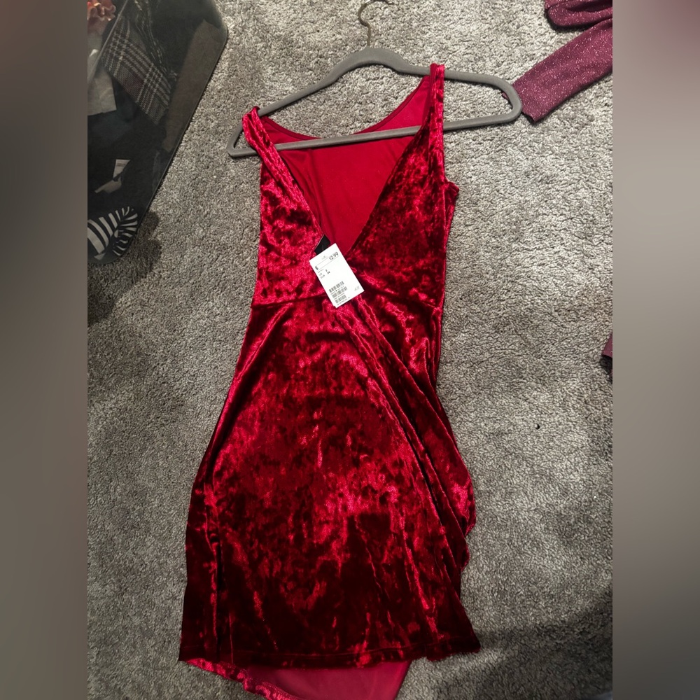 Elegant Red Velvet Dress